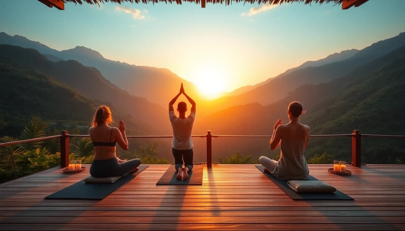 Experience a rejuvenating wellness retreat with serene yoga practices amidst nature's beauty.