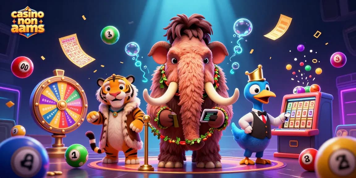 Immagine di casino non AAMS con mammut, tigre e dodo in una vivace scena di gioco.