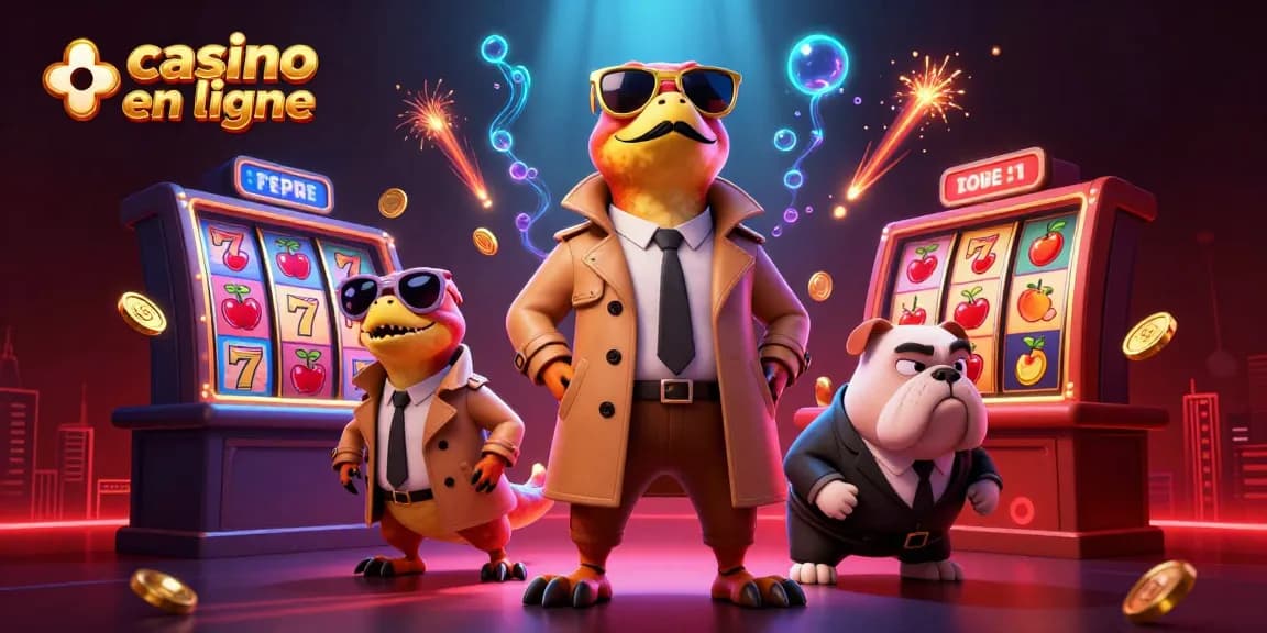 Jouez à des jeux passionnants sur un casino en ligne avec des raptors hilarants en trench coat.
