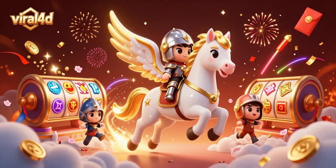 Experience thrilling gameplay with viral4d as the celestial knight rides through a vibrant casino world.