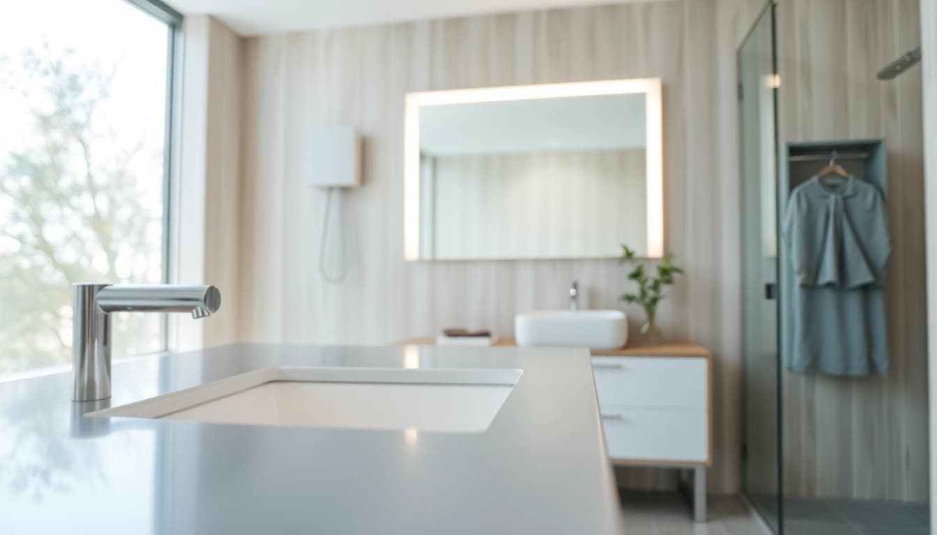 sonni Spiegelschrank reflektiert modernes Design und stilvolle Beleuchtung im Badezimmer