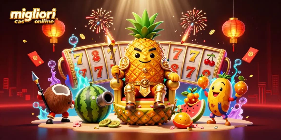 Scopri i migliori casino online con il re ananas d'oro e guardie sulla spiaggia per un'esperienza di gioco unica.