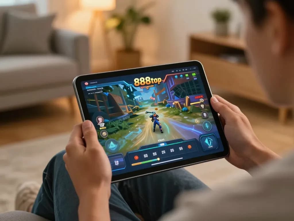 Play engaging games on the 888top app with a vibrant home gaming atmosphere
