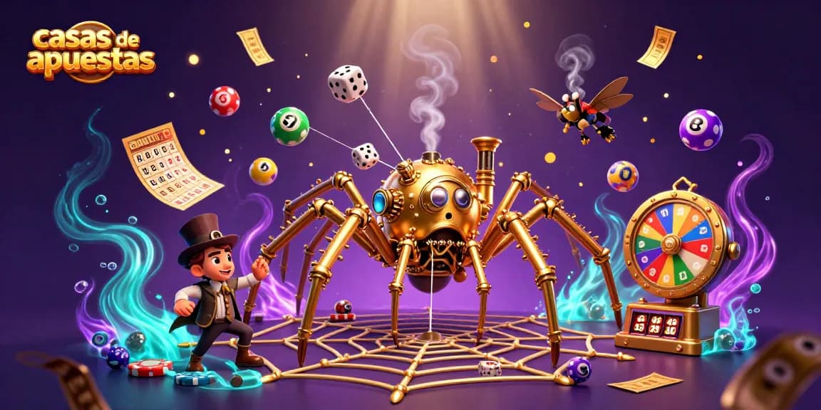 Explora casas de apuestas mientras cazas bolas de lotería y atrapas dados en un mundo vibrante.