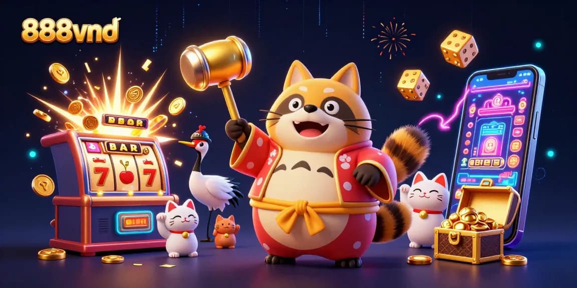 Win big at 888vnd with cheerful characters among jackpot symbols and thrilling game elements.
