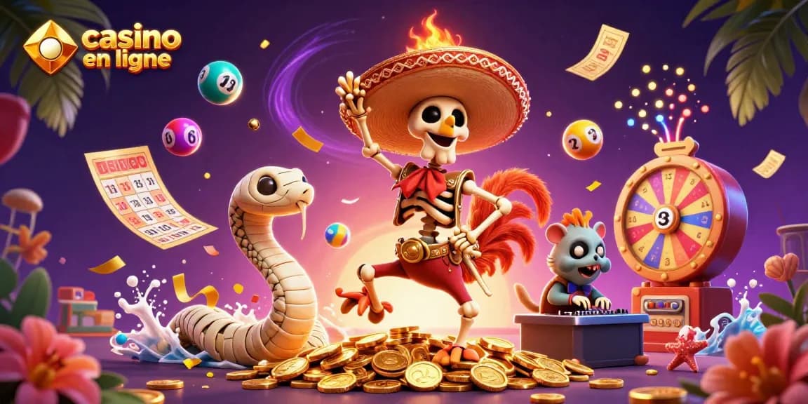 Jeux dynamiques de casino en ligne avec un squelette mariachi, une abeille mère dorée et un DJ hamster.