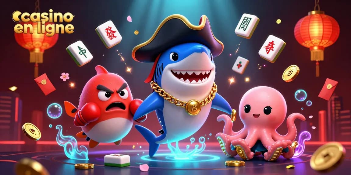Jouez avec passion au casino en ligne avec ce visuel coloré de personnages marins uniques et éléments ludiques.