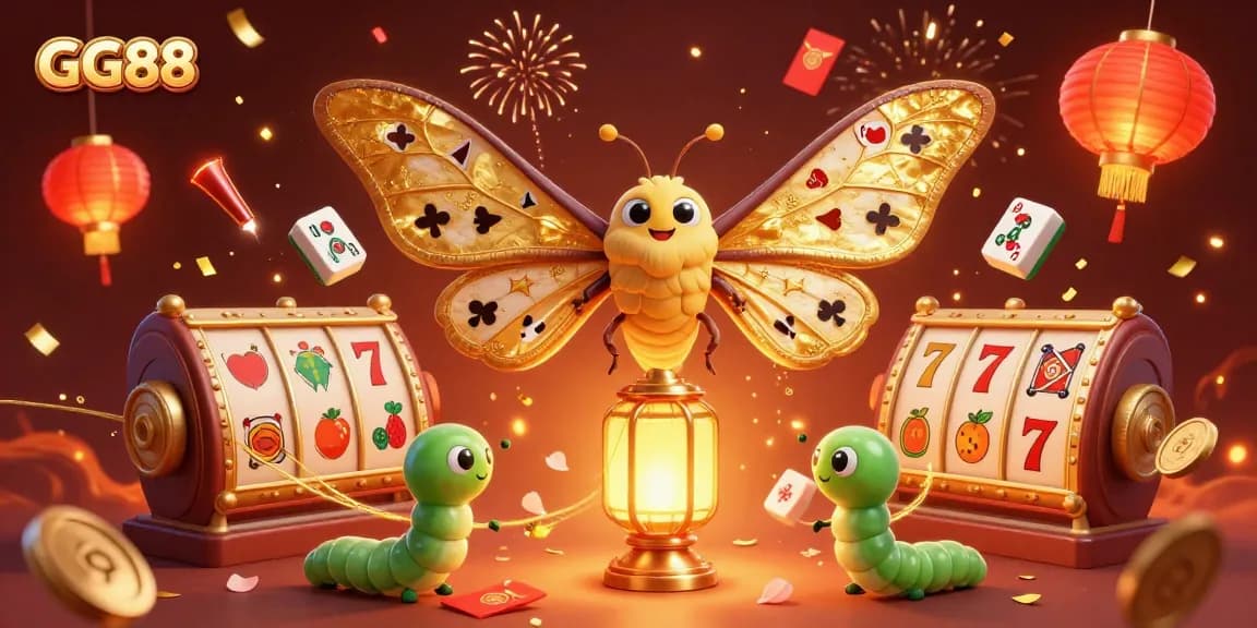 Spin and win at GG88 with vibrant casino-themed illustration featuring joyous celebrations and game elements.