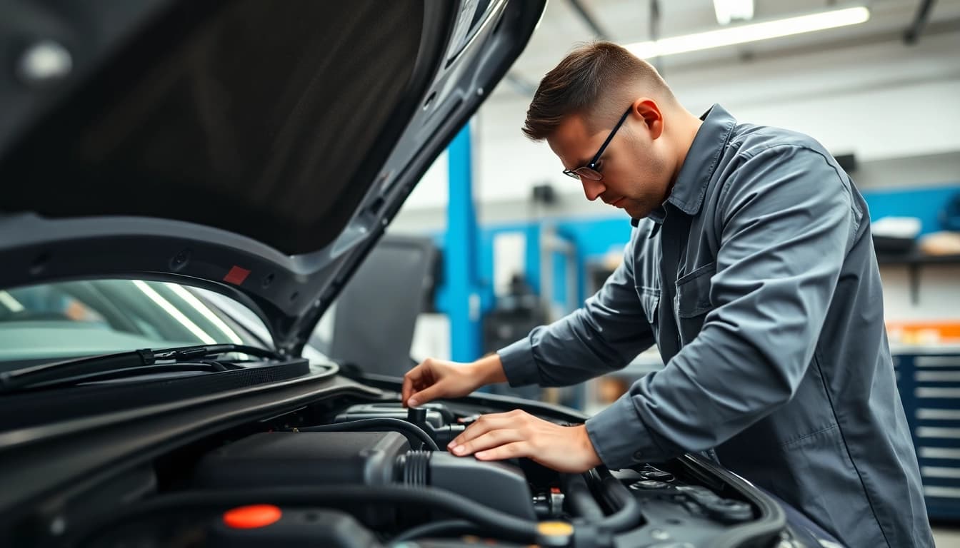 Get peace of mind with an extended car warranty while a mechanic inspects a vehicle.