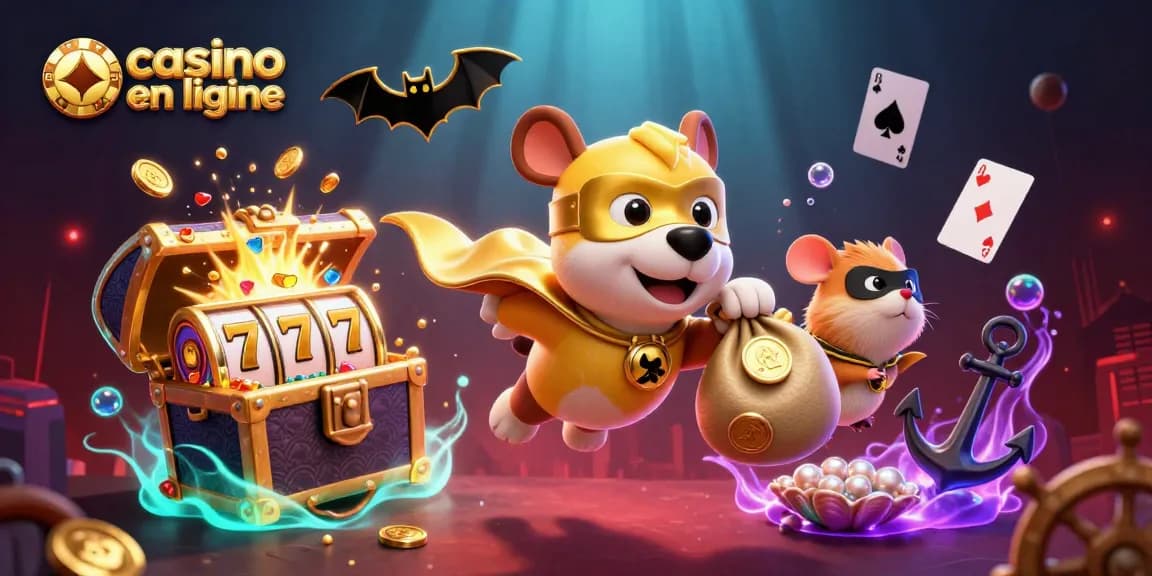 Plongée dans l'univers du casino en ligne avec un chien super-héros et des machines à sous.