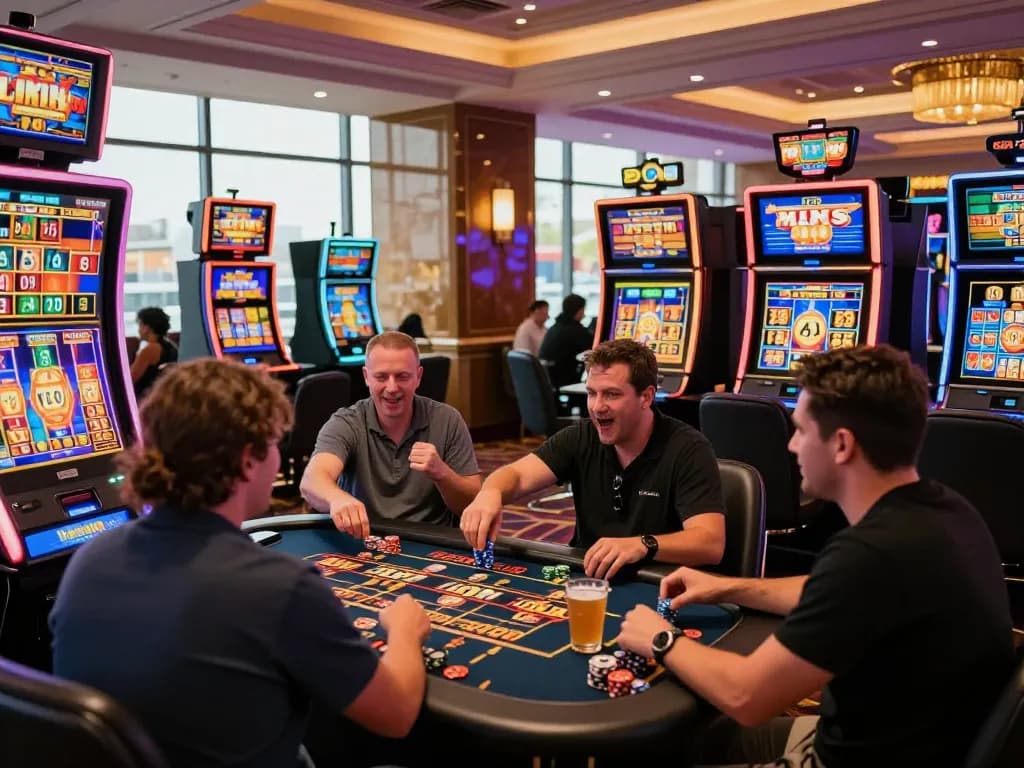 Exciting moment at link slot machines in a vibrant casino setting, capturing the thrill of gaming.