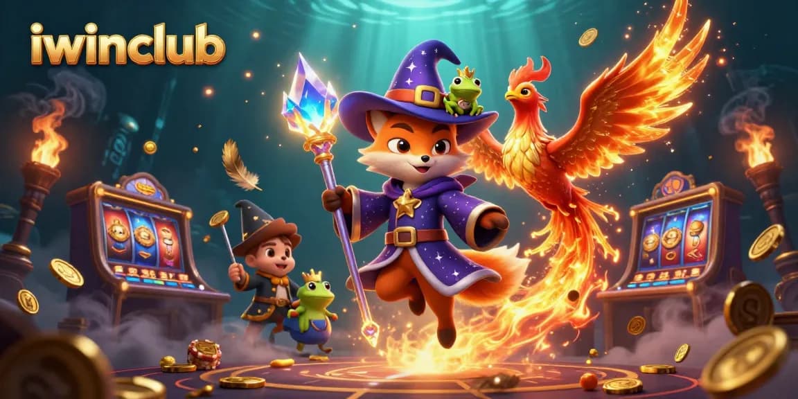 Experience thrilling games at iwinclub with a vibrant casino scene showcasing magical elements.
