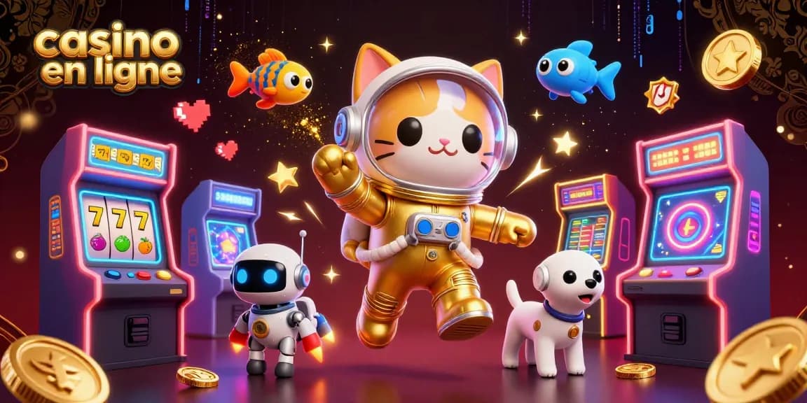 Gagnez des jackpots avec le chat astronaute dans un casino en ligne dynamique rempli d'éléments de jeu captivants.