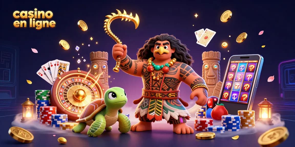 Jouez à des jeux de casino en ligne captivants avec notre illustration 3D dynamique.