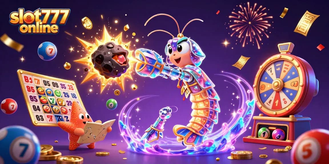 Engage in thrilling slot777 online gameplay with colorful elements, including spinning reels and lucky symbols.