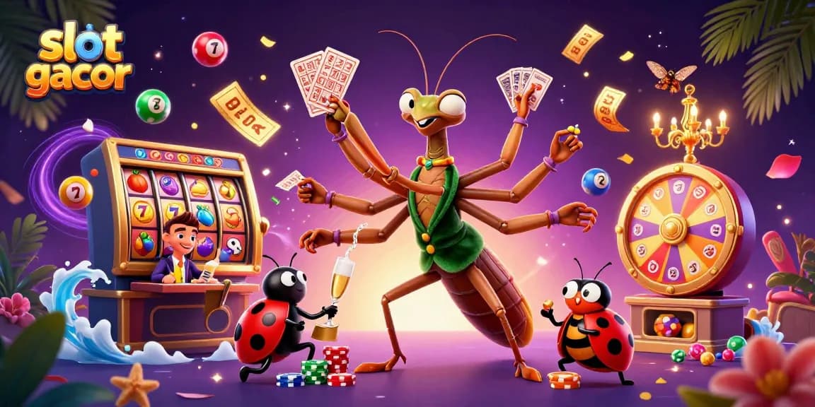 Experience the excitement of slot gacor with a vibrant 3D casino scene featuring dynamic characters and game elements.