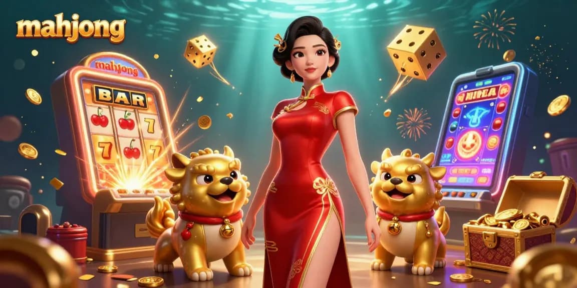Experience thrilling mahjong gameplay with an enchanting Asian woman and dynamic casino elements.