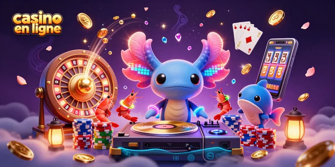 Jouez au casino en ligne avec cet axolotl DJ et ses créatures marines
