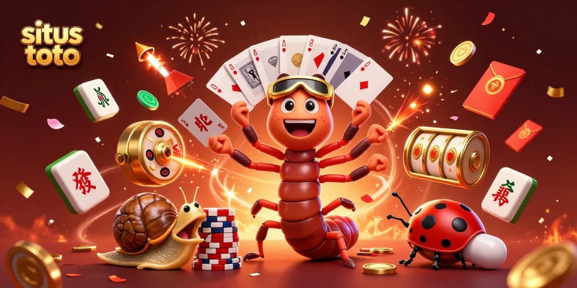 Engage in situs toto with vibrant casino elements and animated characters in an exciting digital scene.