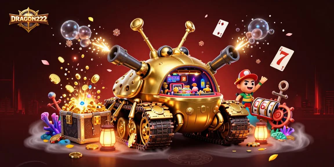 Spin slots and win big with DRAGON222 in this vibrant casino-themed 3D illustration.