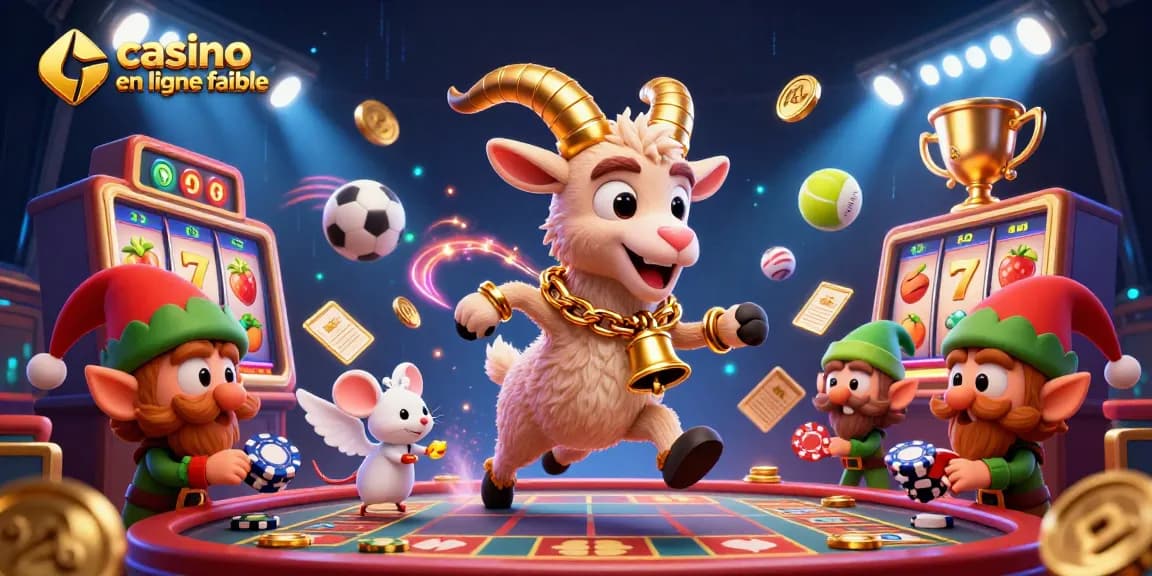 Jouer au casino en ligne fiable avec une illustration festive et inquiétante de Krampus et des elfes