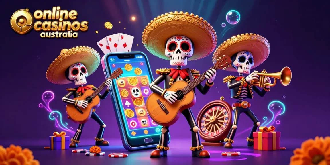 Experience vibrant entertainment at online casinos australia with lively mariachi characters, slot games, and rich visuals.