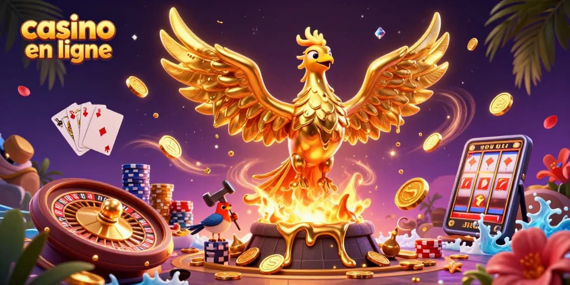 Jouez avec le casino en ligne et découvrez un phoenix d'or éclatant qui se transforme en pièces.