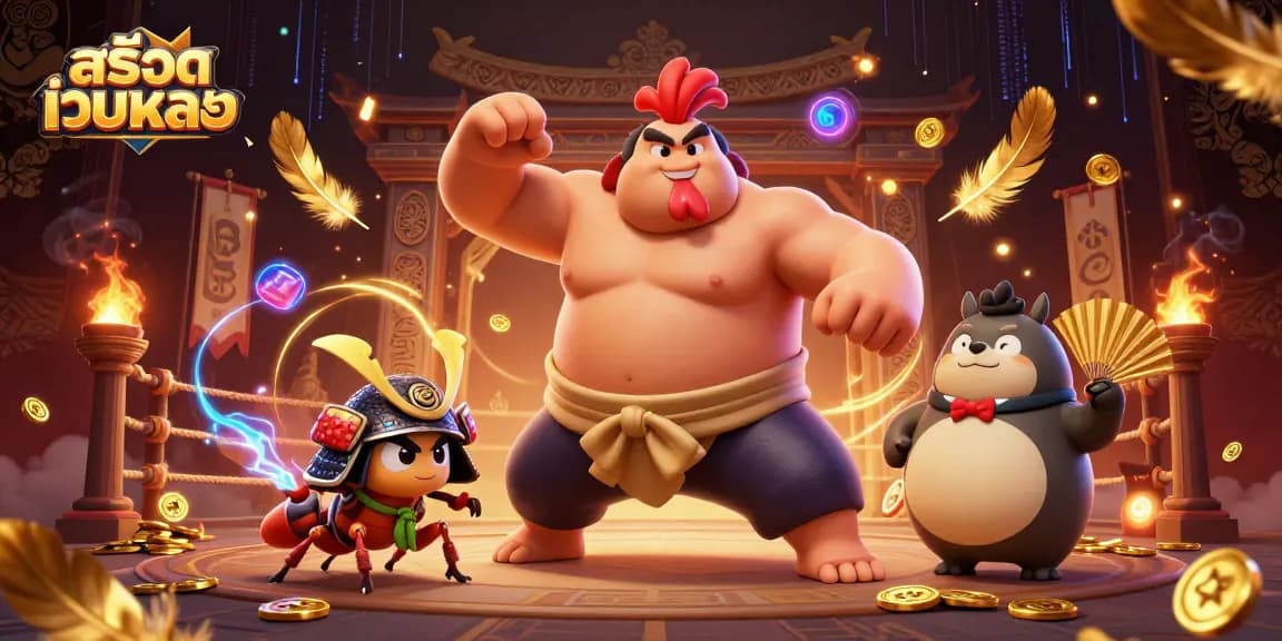 Experience thrilling สล็อตเว็บตรง gaming through a vibrant battle scene with animated characters.