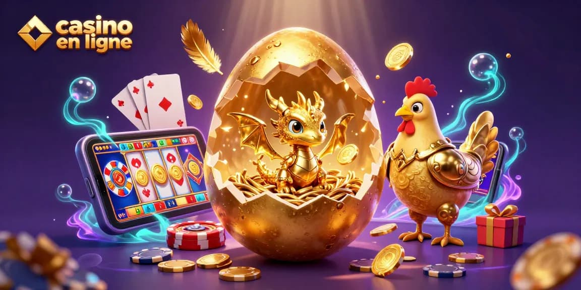 Jouez au casino en ligne avec des jeux captivants et un dragon doré protecteur.