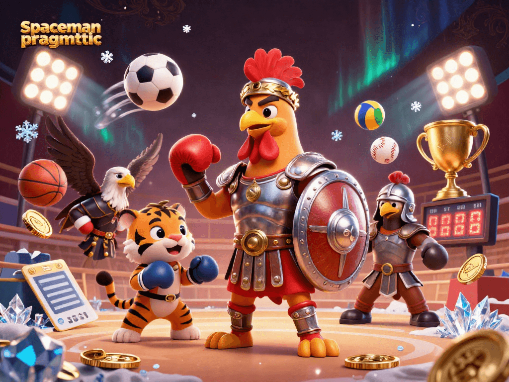 Experience the thrill of spaceman pragmatic with a dynamic casino illustration featuring sports-themed elements.
