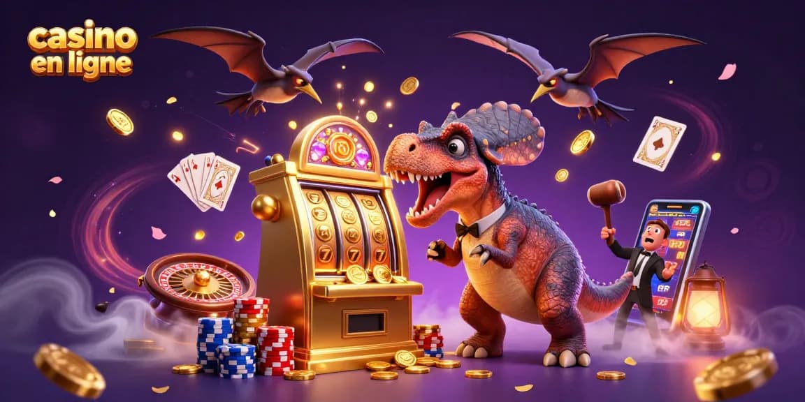 Les personnages de casino en ligne célèbrent un jackpot dans une illustration 3D