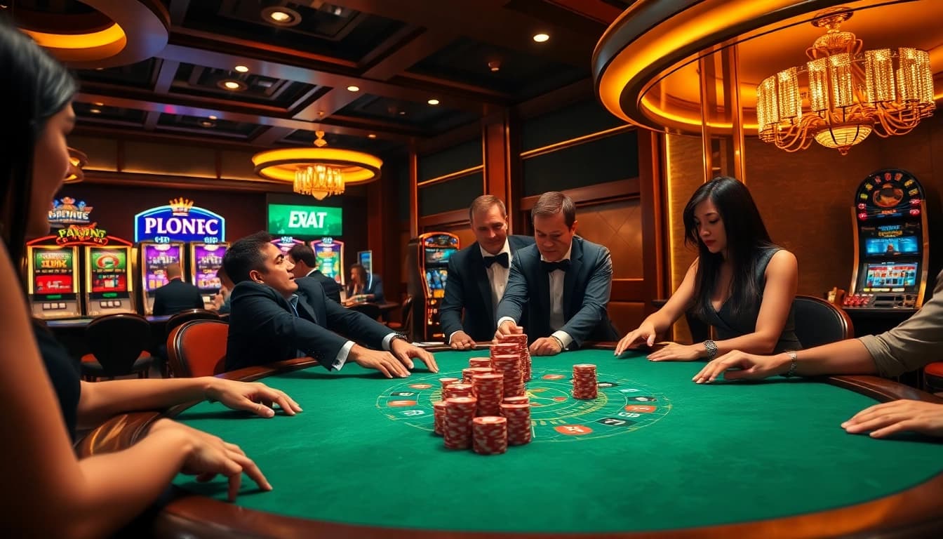 Vivez l'excitation du casino en ligne argent réel France avec une scène de poker luxueuse.