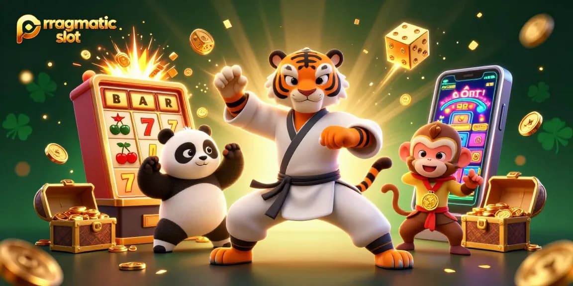 Menangkan pragmatic slot dengan simbol buah dan jackpot, meriah dengan koin emas dan karakter lucu.