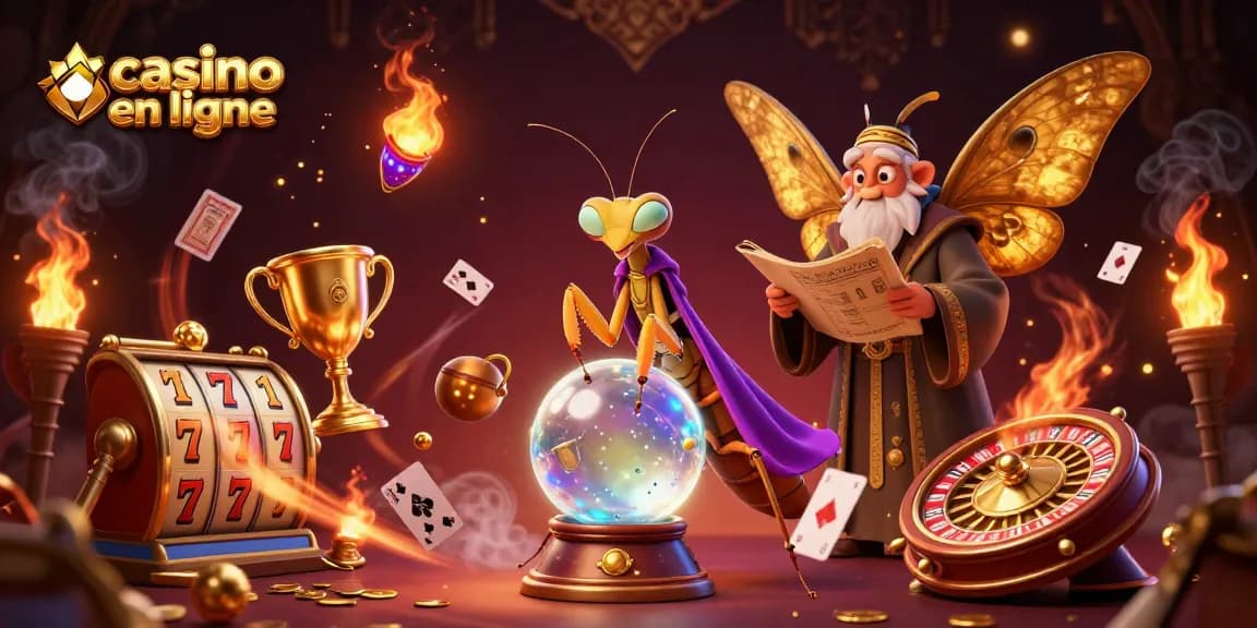 Vivez l'expérience du casino en ligne avec une fortune révélée par une mante et un papillon sage.