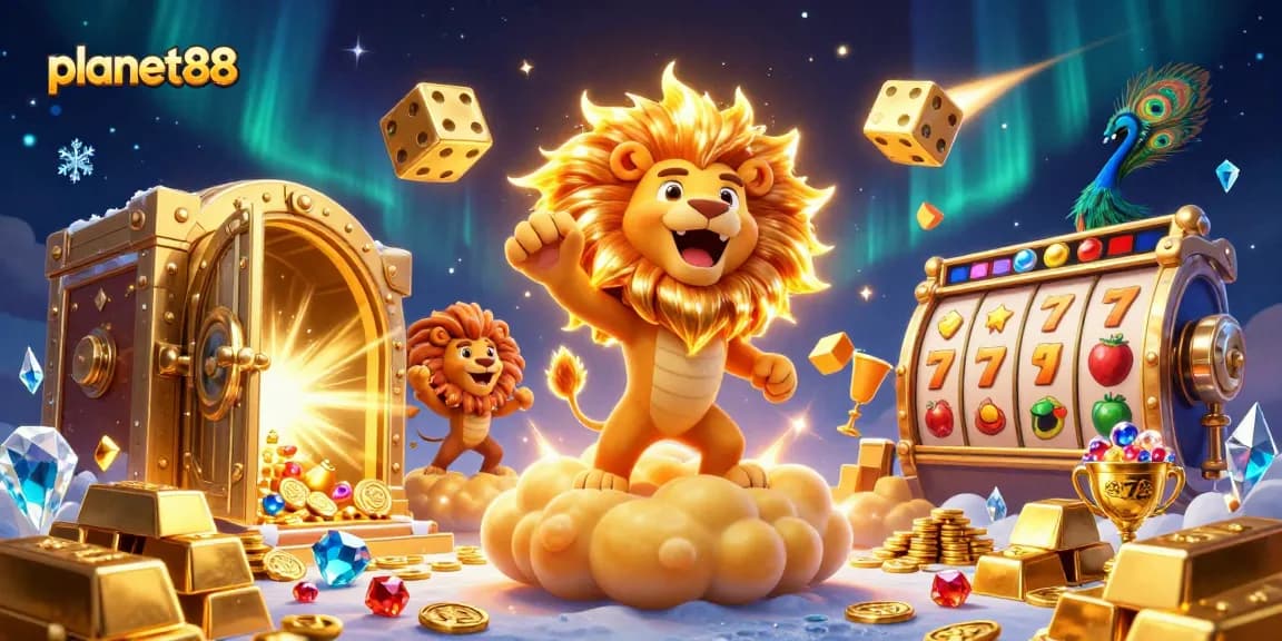 Experience the thrill at planet88 with dazzling slots and a roaring sun lion!