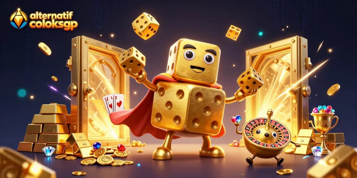 Experience the thrills at link alternatif coloksgp, a vibrant casino illustration filled with golden treasures and dynamic characters.