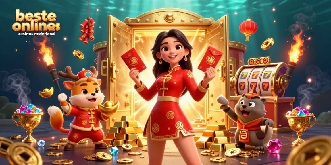Experience the thrills of beste online casinos nederland with vibrant characters celebrating prosperity in a casino setting.