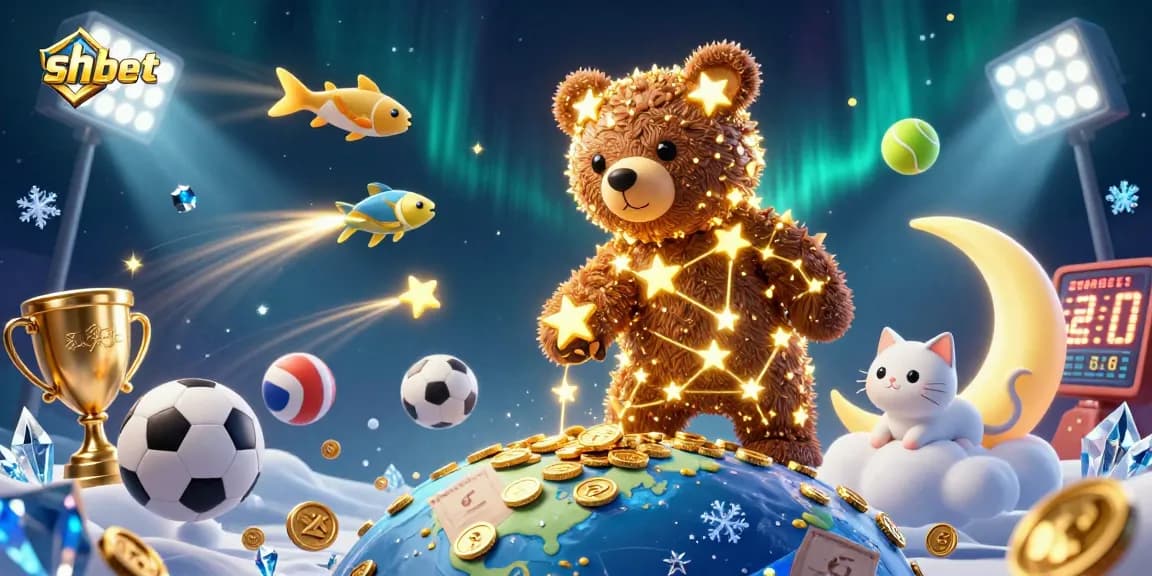 Engage with shbet's exciting gaming experience, featuring the constellation bear and sports elements.