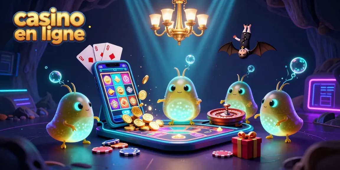 Découvrez une scène de casino en ligne illuminée par des vers luisants, créant une atmosphère captivante.