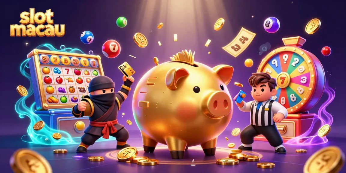 Engage in thrilling wins at slot macau with dynamic piles of golden coins from an animated piggy bank wrestler.