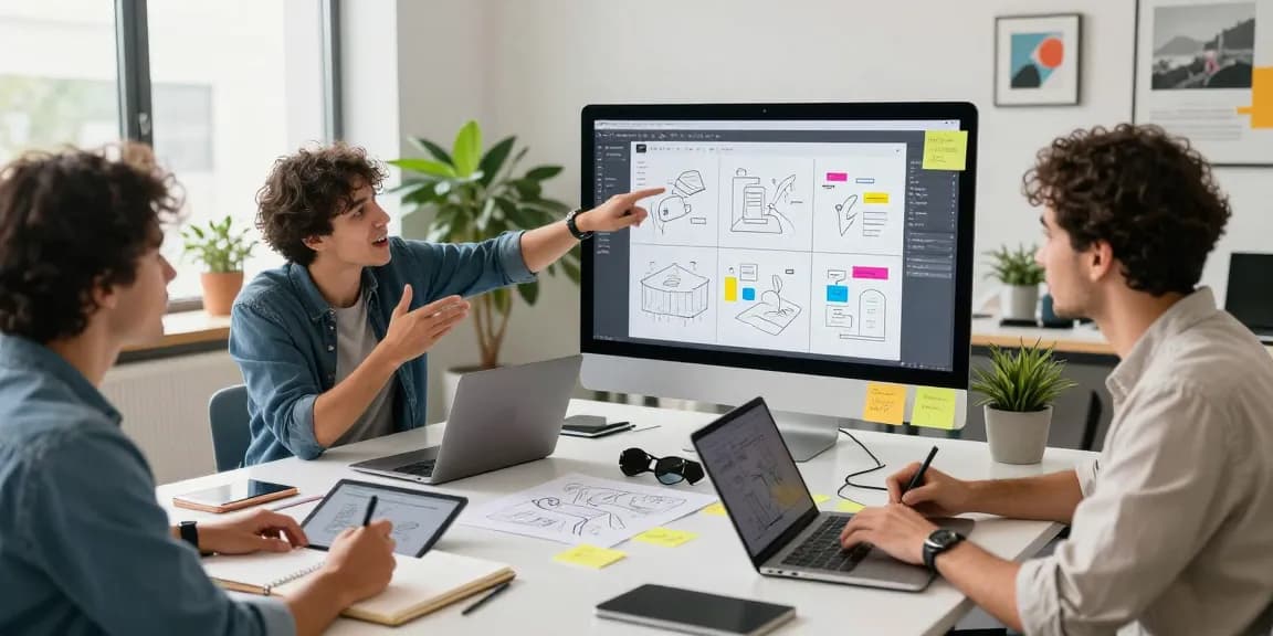 Dynamic team collaboration using mixboard ai on a digital canvas in a modern workspace