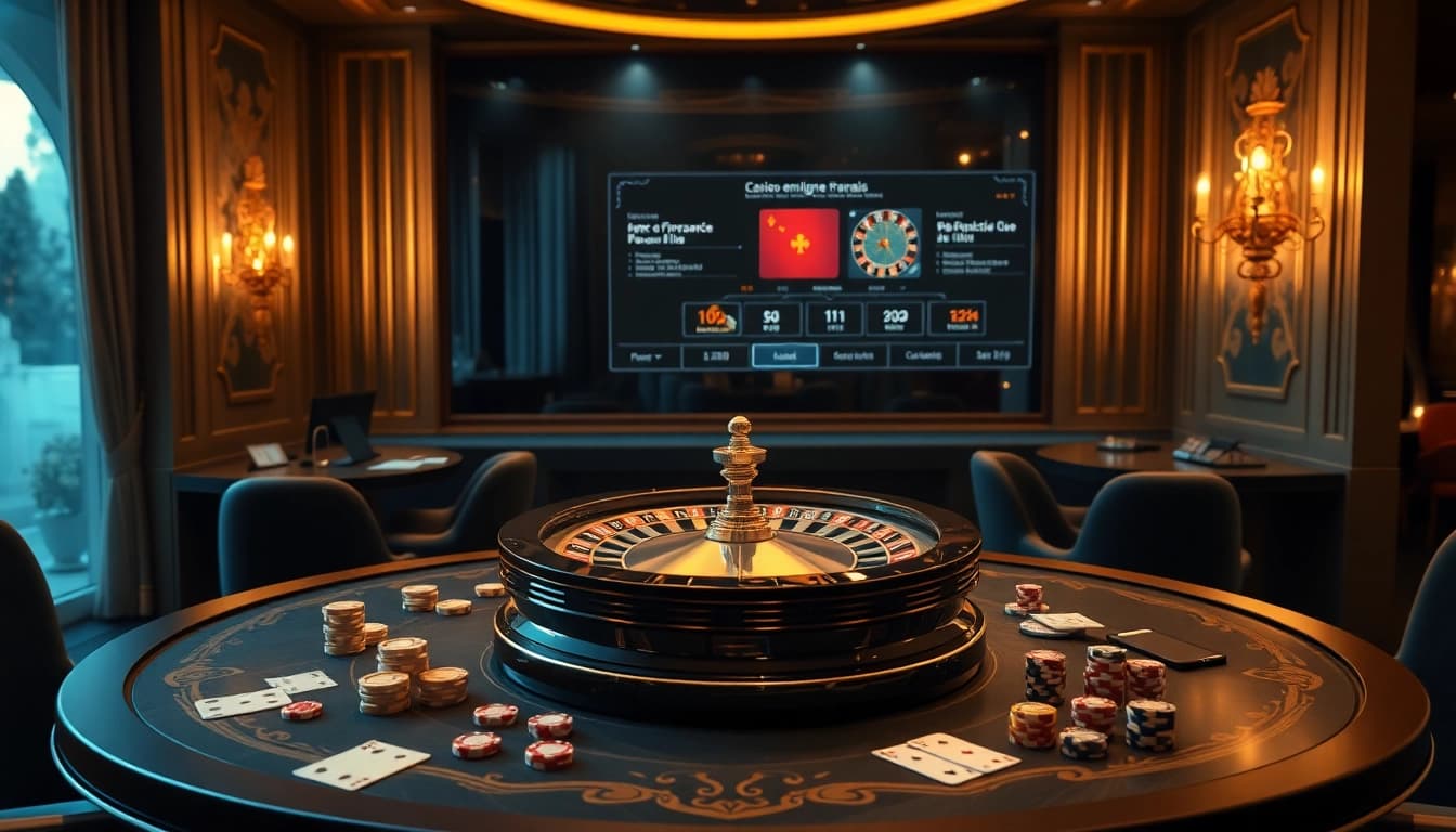 Vivez l'excitation des hautes enjeux avec le casino en ligne français à une table de roulette luxueuse.