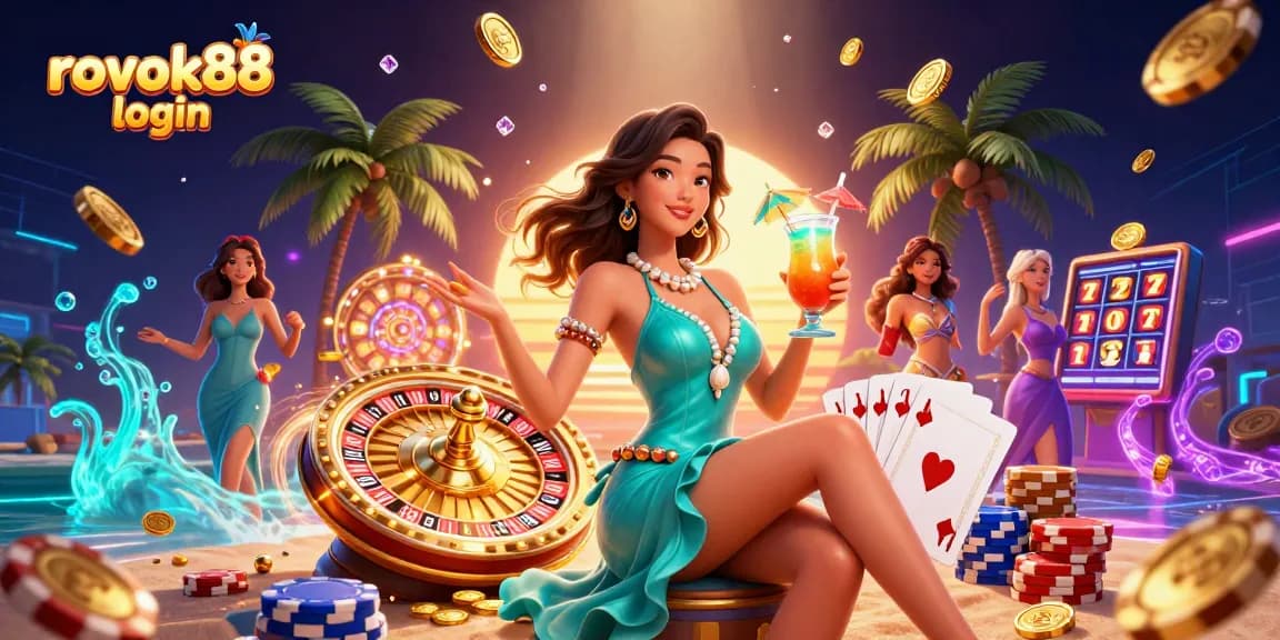 Experience the excitement of rokok88 login with vibrant casino elements, lush atmospherics, and glamorous visuals.
