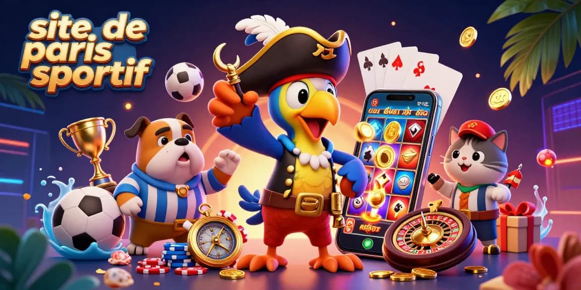 Visualisez le site de paris sportif avec un pirate et ses compagnons dans un monde dynamique de paris.