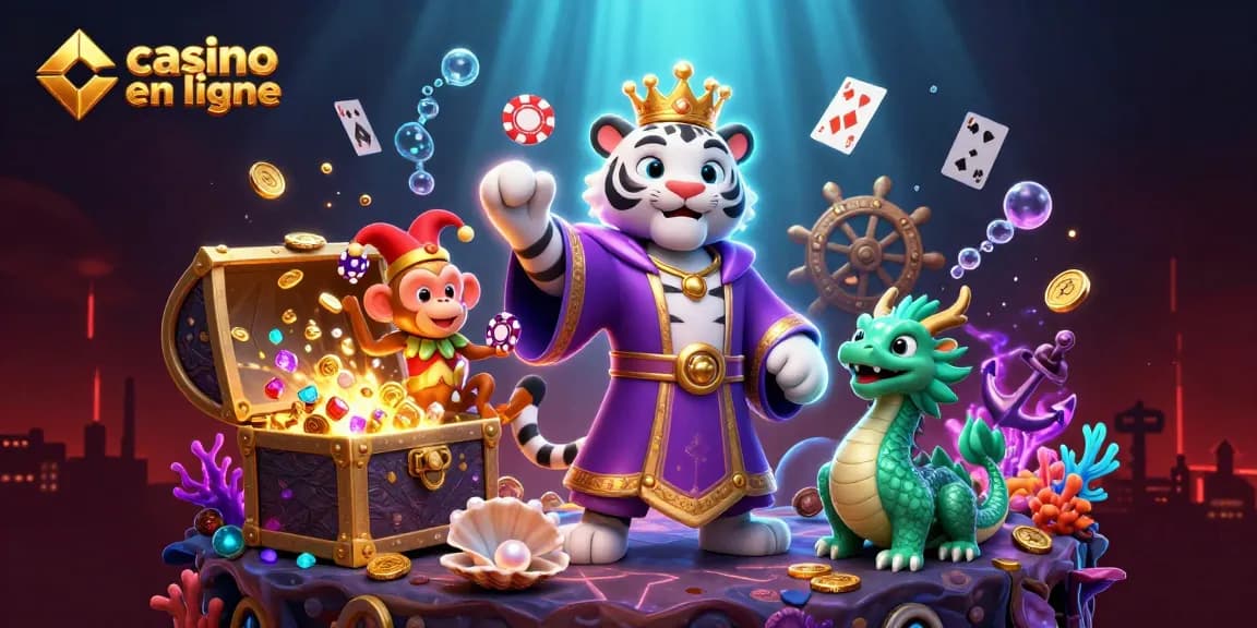 Profitez de l'expérience de casino en ligne avec des personnages animés dans une scène vibrante.