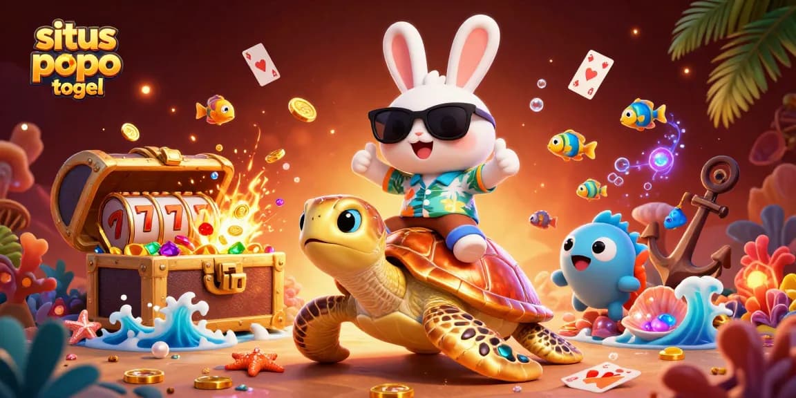 Experience the excitement of situs popo togel with a colorful illustration of a lucky rabbit and a golden turtle!
