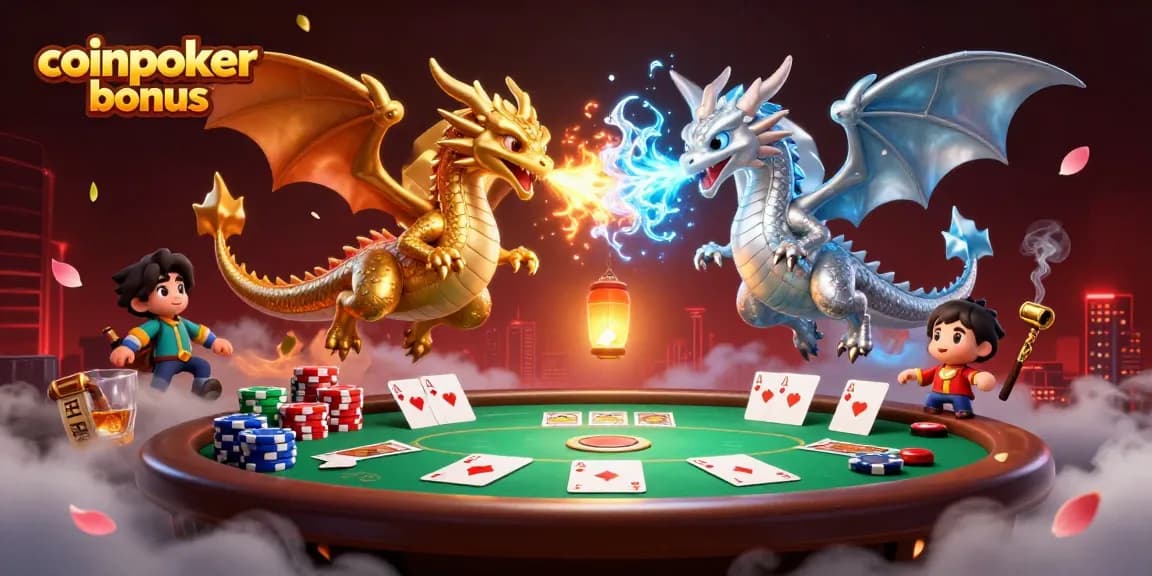 Gioca e vinci con il coinpoker bonus, mentre dragonetti d'oro e d'argento animano il tavolo da poker.
