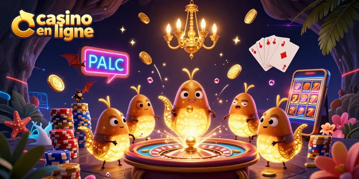 Jouez à un casino en ligne avec des vers luisants illuminant un fantastique casino souterrain.