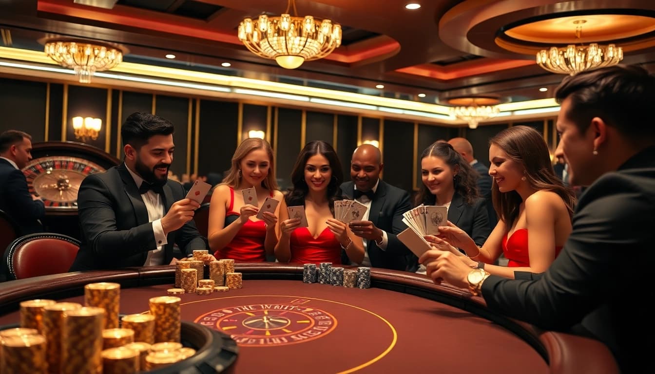 Joueurs engagés lors d'un jeu de poker glamour représentant les casinos en ligne Français 2026.