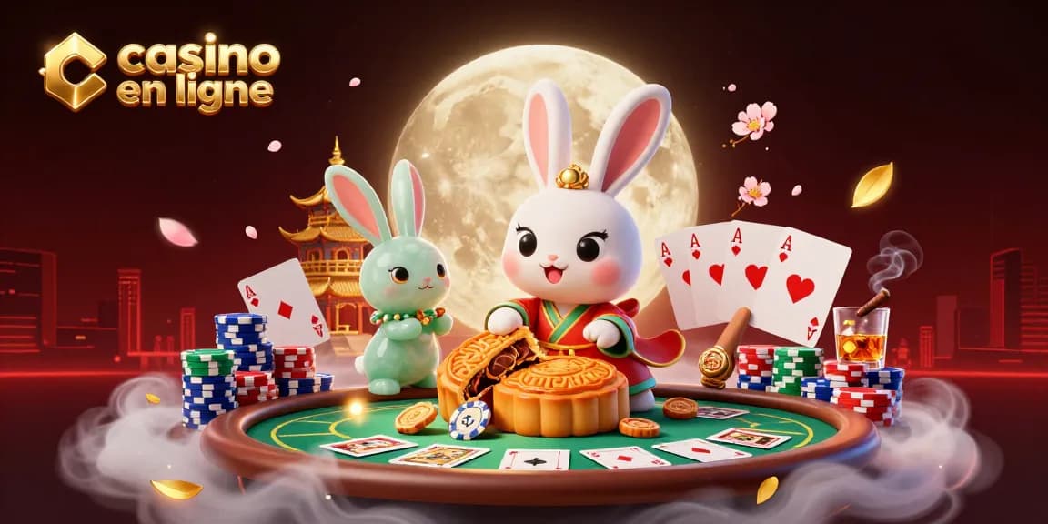 Profitez de jeux passionnants de casino en ligne avec un adorable lapin de lune.